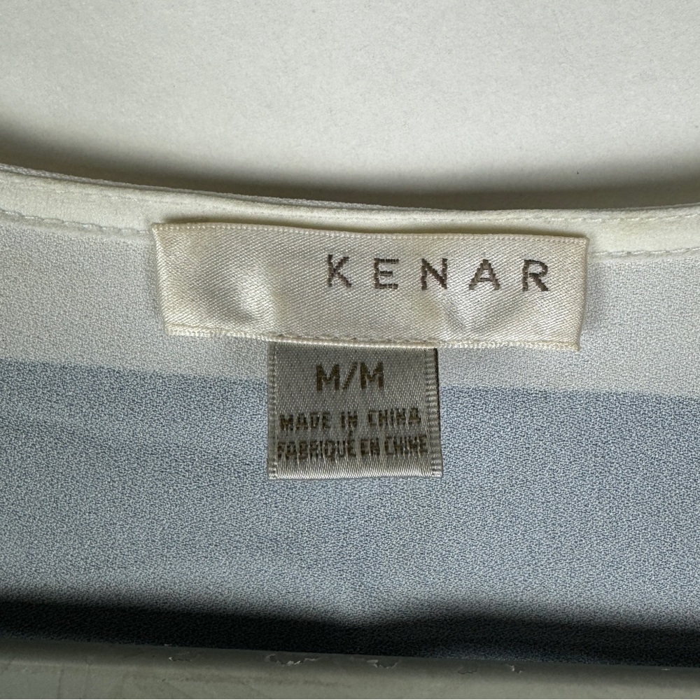 Kenar Lightwieght Scoop Neck Sleeveless Blouse Women's Medium White Navy Green - Picture 6 of 8